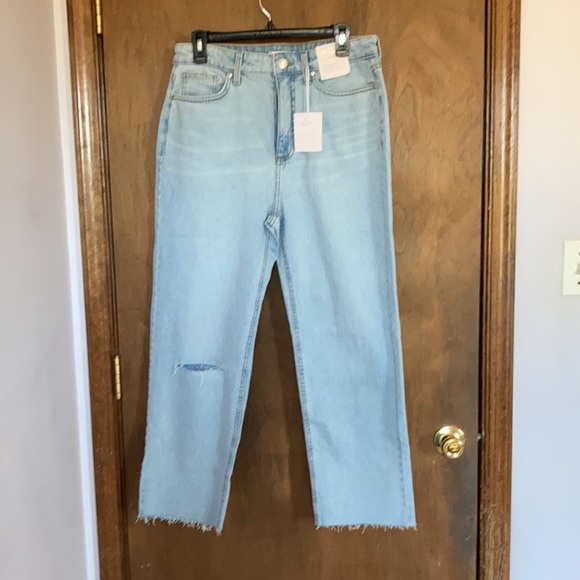 Relist7/6❌ LC Lauren Conrad super high rise Crop raw hem distressed w Slit hole - Picture 6 of 17